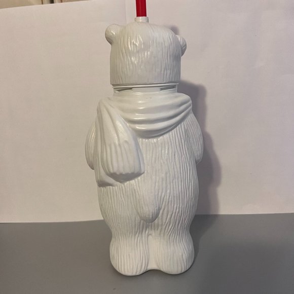 Vintage **Always Coca Cola** White Plastic Polar Bear Drinking Bottle & Straw - Picture 3 of 4